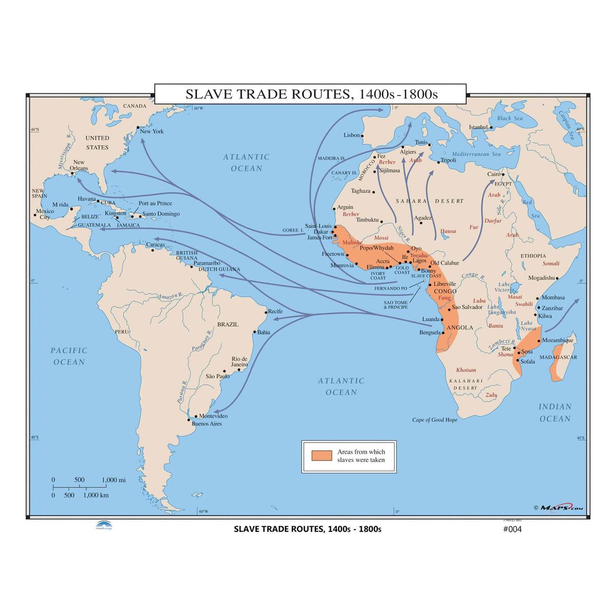 004 Slave Trade Routes 1400s 1800s The Map Shop