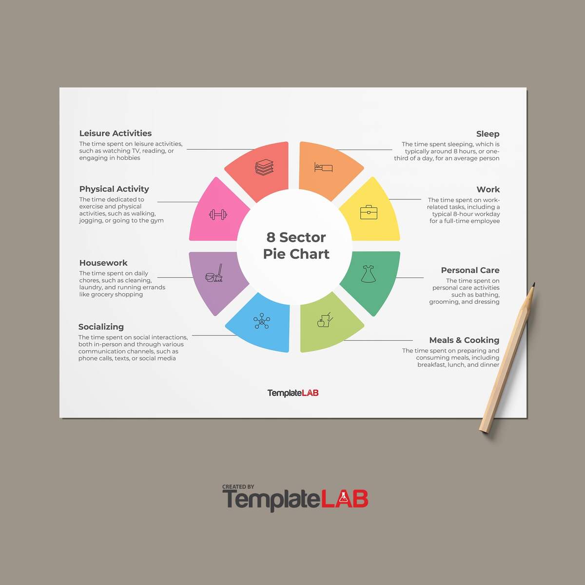 18 Free Pie Chart Templates Word Excel PDF PowerPoint TemplateLab Free Student Time Management Chart Template To Edit Online