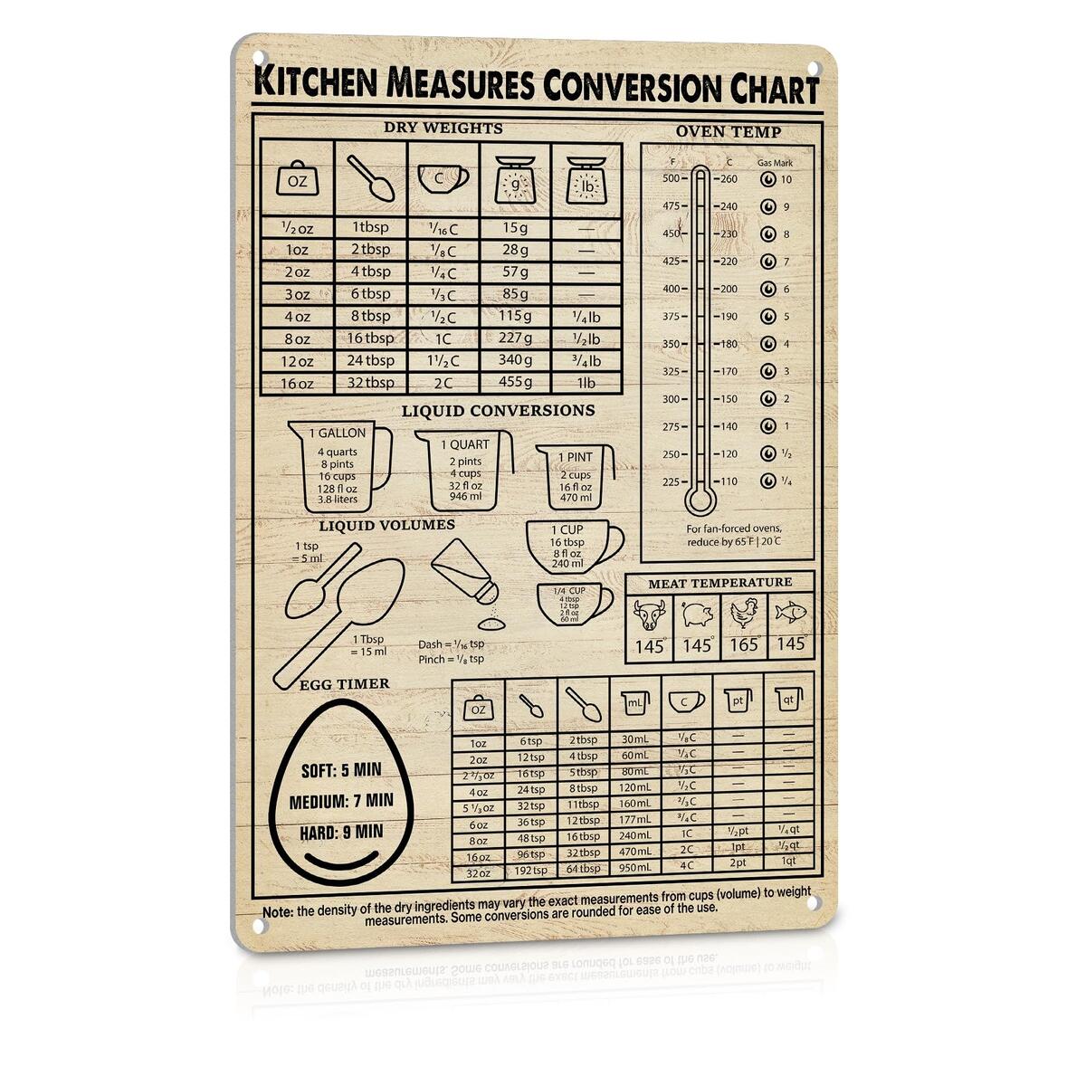 Vintage Kitchen Conversion Chart Metal Sign Easy Cooking Baking Guide Cute Tin Wall Decor For Home Bedroom Kitchen Bar Cafe Indoor Outdoor Use Walmart
