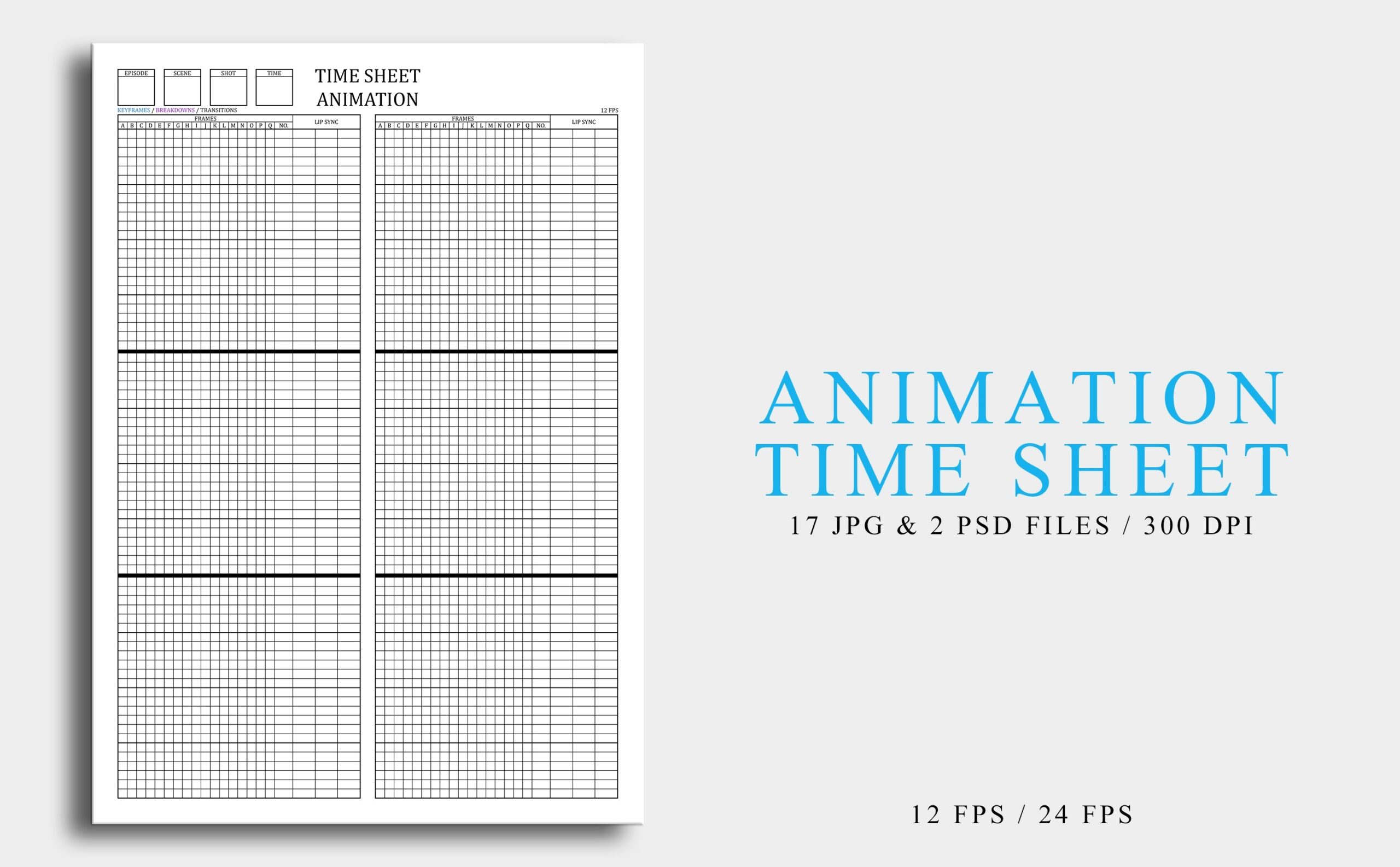 Animation Time Sheet Template Payhip