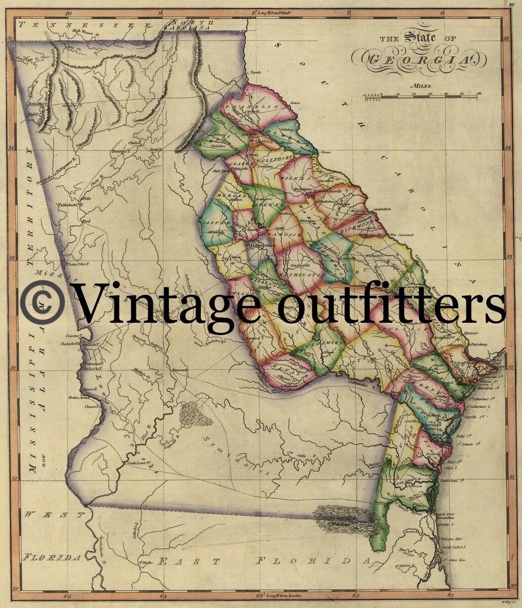 Antique 1810 Map Of Georgia With Indian Territory Reproduction 8 5 X 11 Color EBay Antique 1810 Map Of Georgia With Indian Territory Reproduction 8 5 X 11 Color EBay