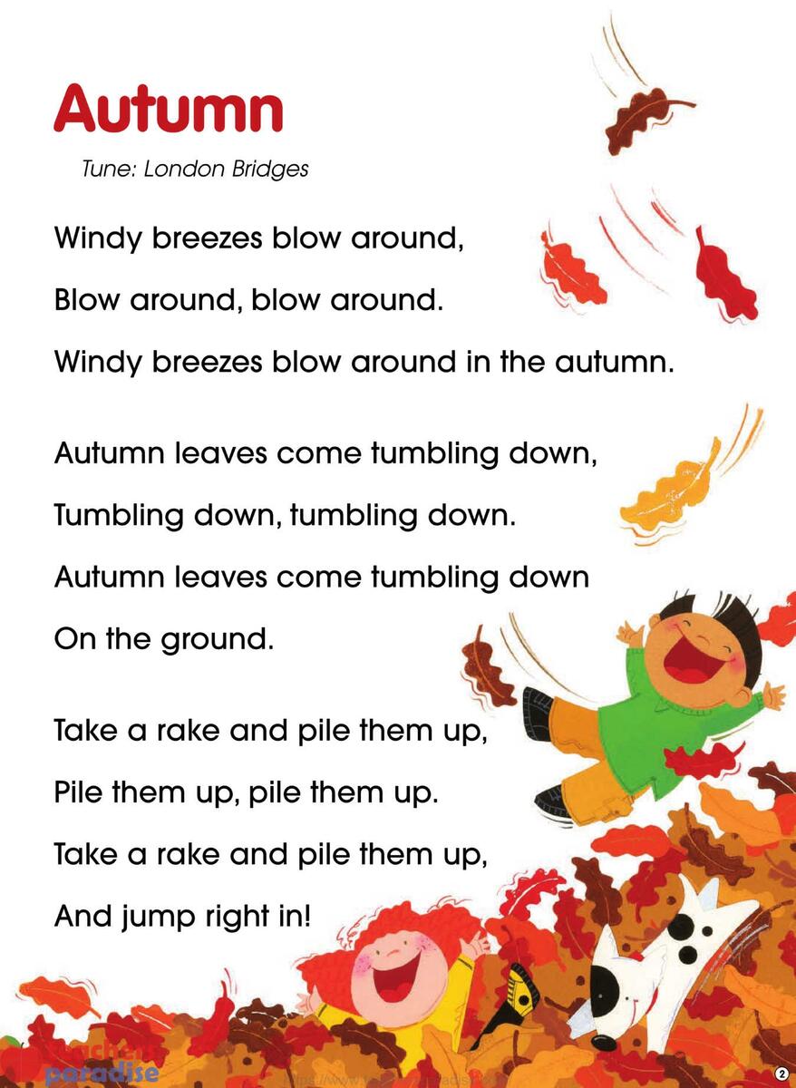 Autumn Song To The Tune Of London Bridges Calendar Time Sing Along Flip Chart CD SC 0439694957 969495 By Scholastic TeachersParadise