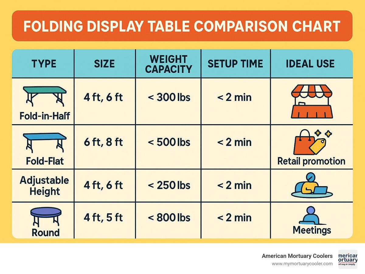 Beginner s Guide To Choosing The Best Folding Display Table American Mortuary Coolers Equipments