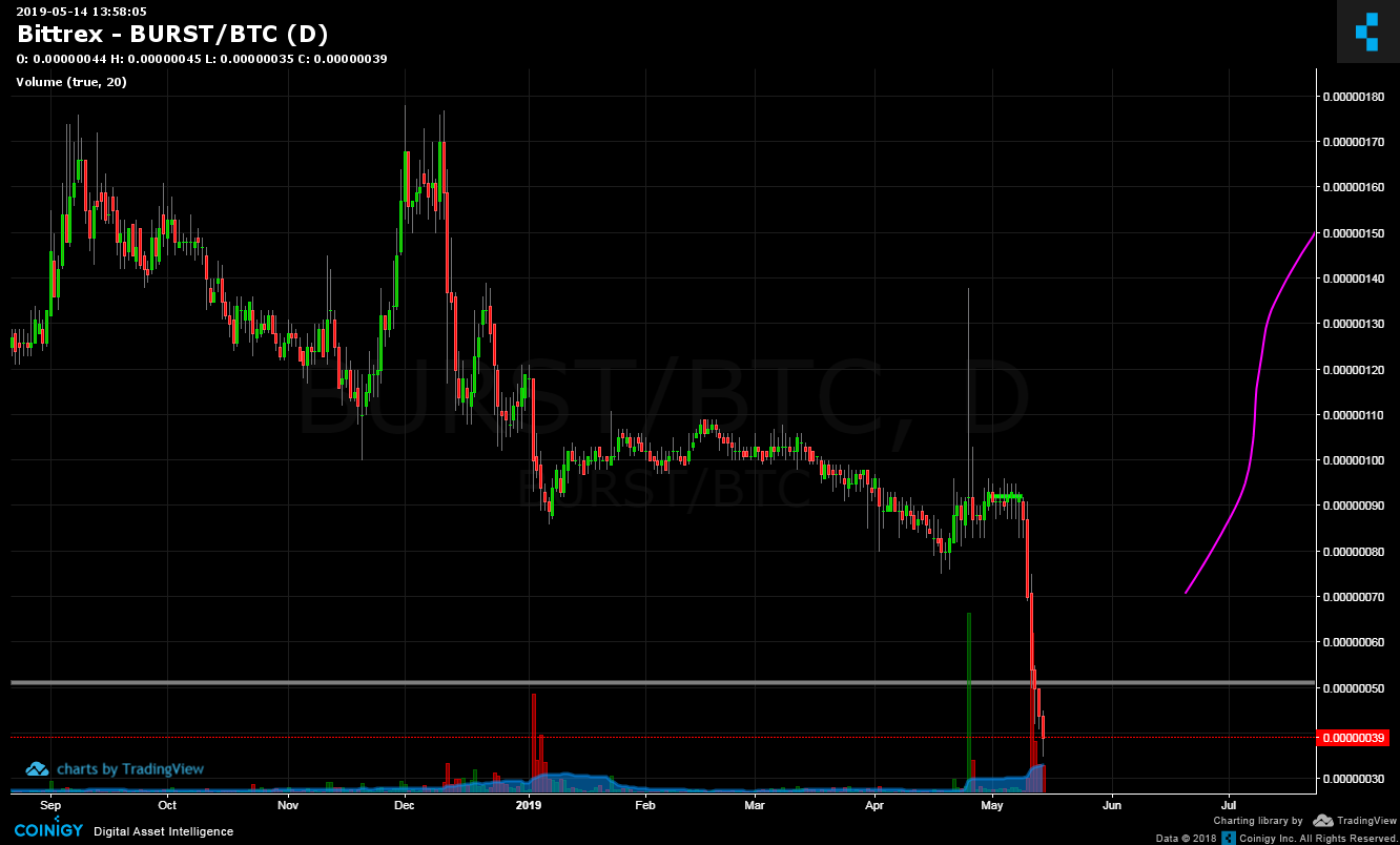 Bittrex BURST BTC Chart Published On Coinigy On May 14th 2019 At 1 58 PM
