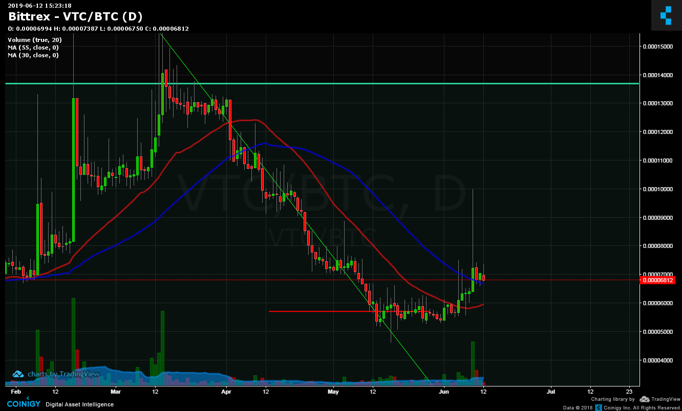 Bittrex VTC BTC Chart Published On Coinigy On June 12th 2019 At 3 23 PM