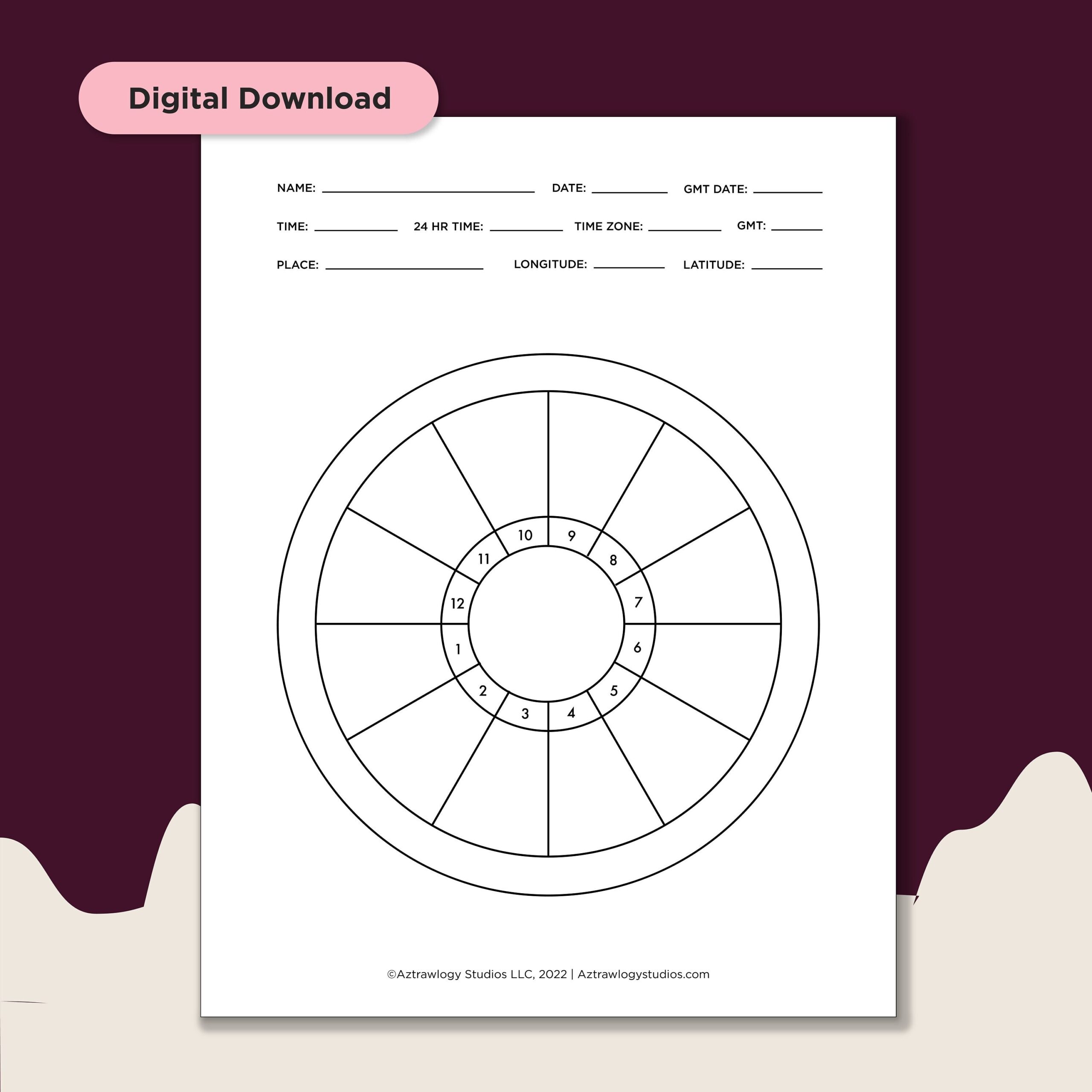 Blank Astrology Chart Digital Download Etsy How To Calculate A Relocation Chart Cafe Astrology