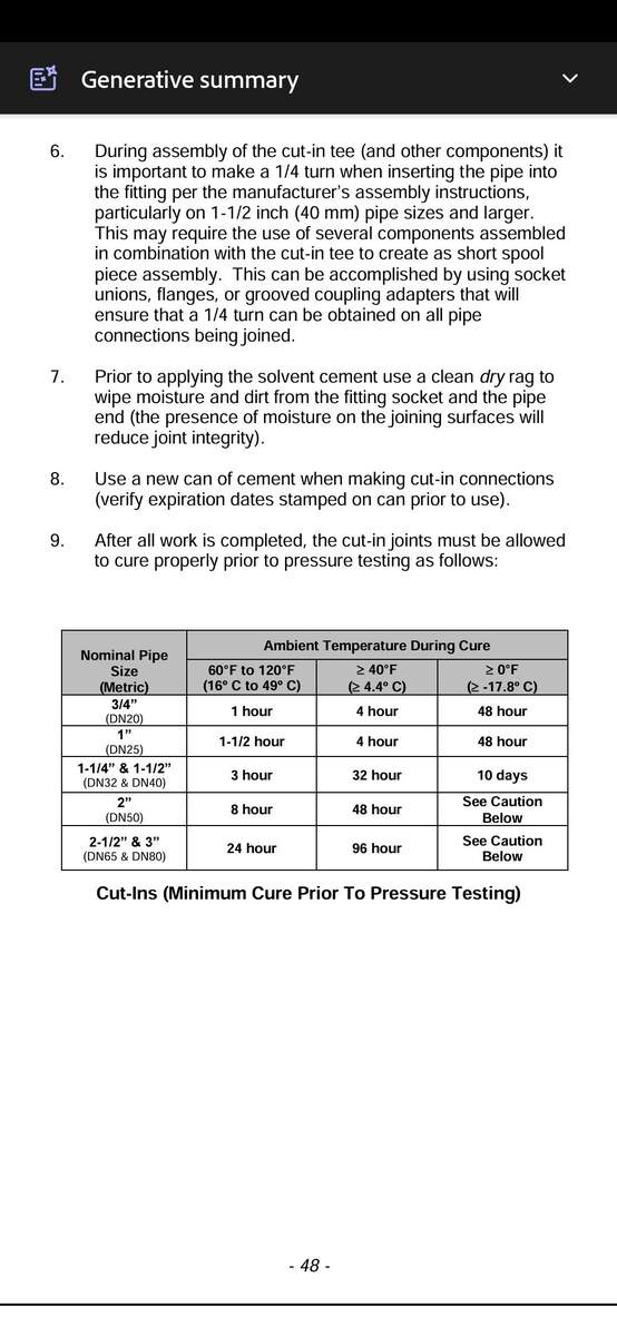 Blazemaster CPVC Glue Cure Times R SprinklerFitters Blazemaster CPVC Glue Cure Times R SprinklerFitters