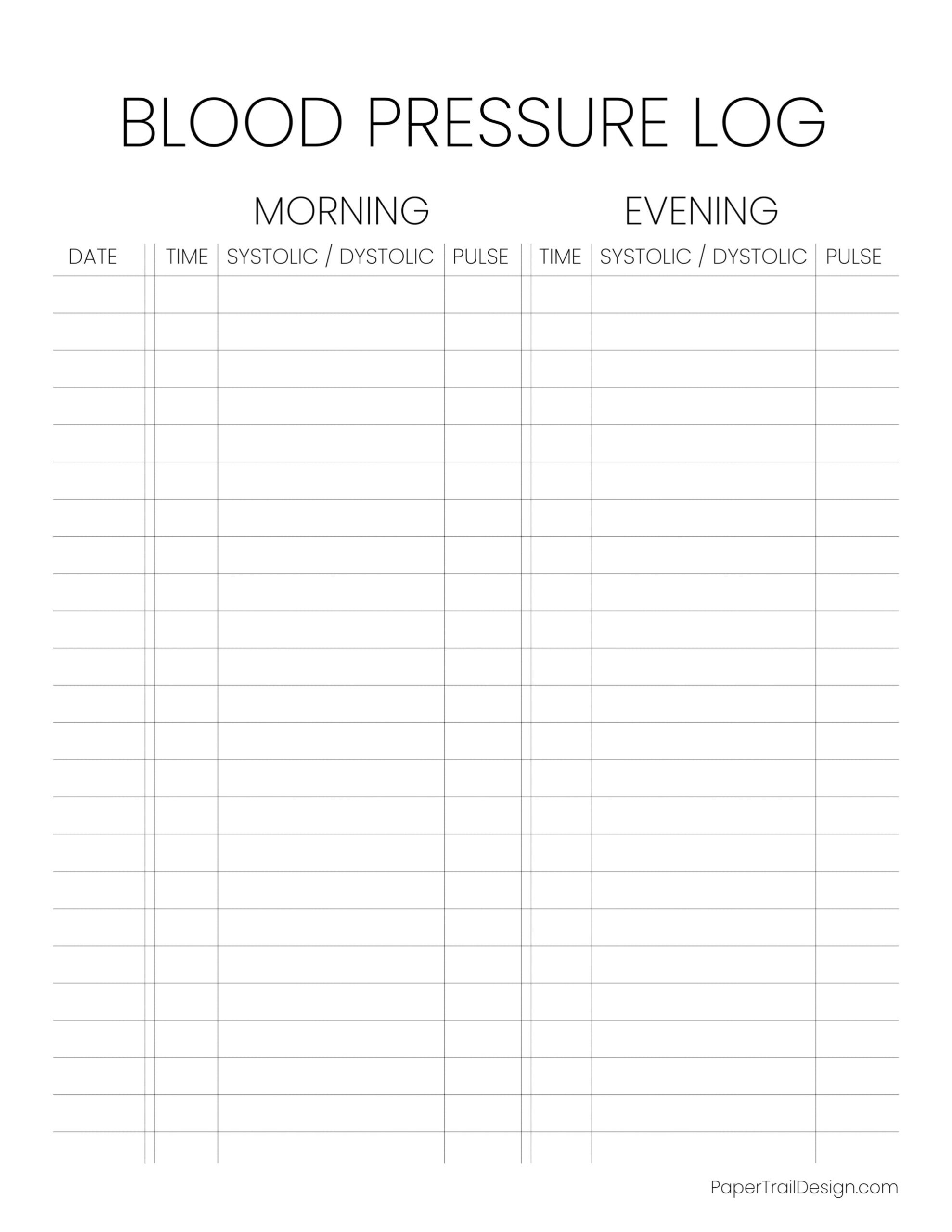Blood Pressure Log Sheets 120 Printable PDF Pages For Daily Blood Pressure Monitoring 3 Sizes