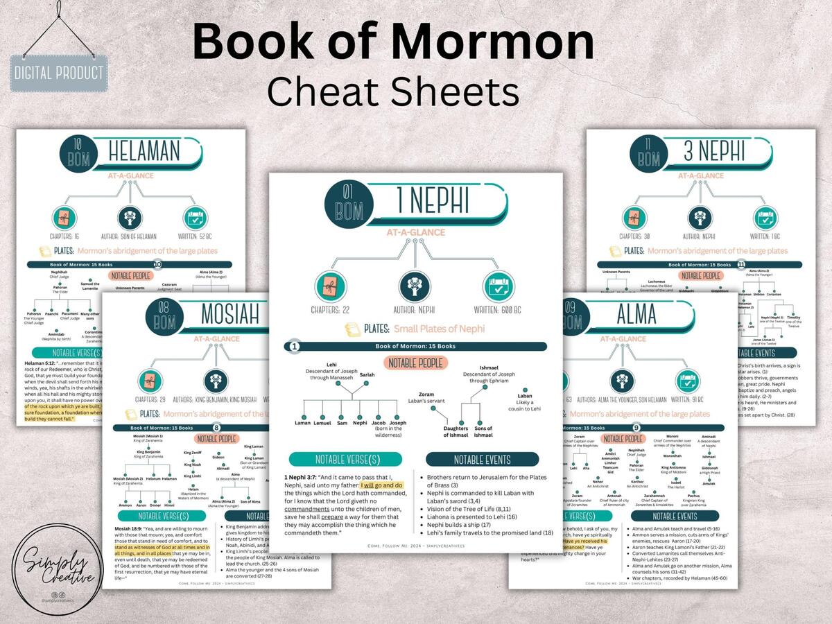 Book Of Mormon Cheat Sheets Instant Download At A Glance Study Guide For LDS Scriptures LDS Printables Come Follow Me 2024 Etsy