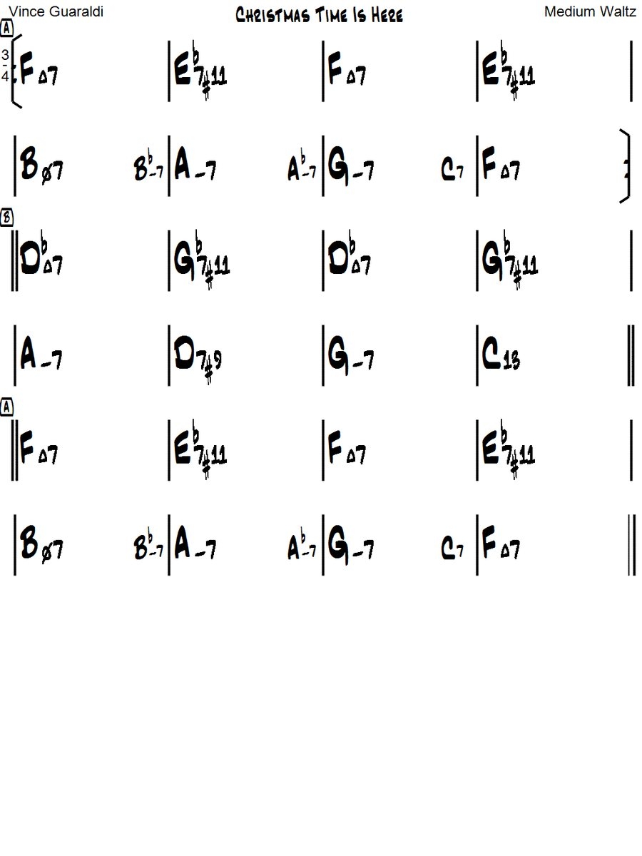 Christmas Time Is Here Chord Chart Many More Available To View And Transpose Over At Http t co 9EYmcQW4