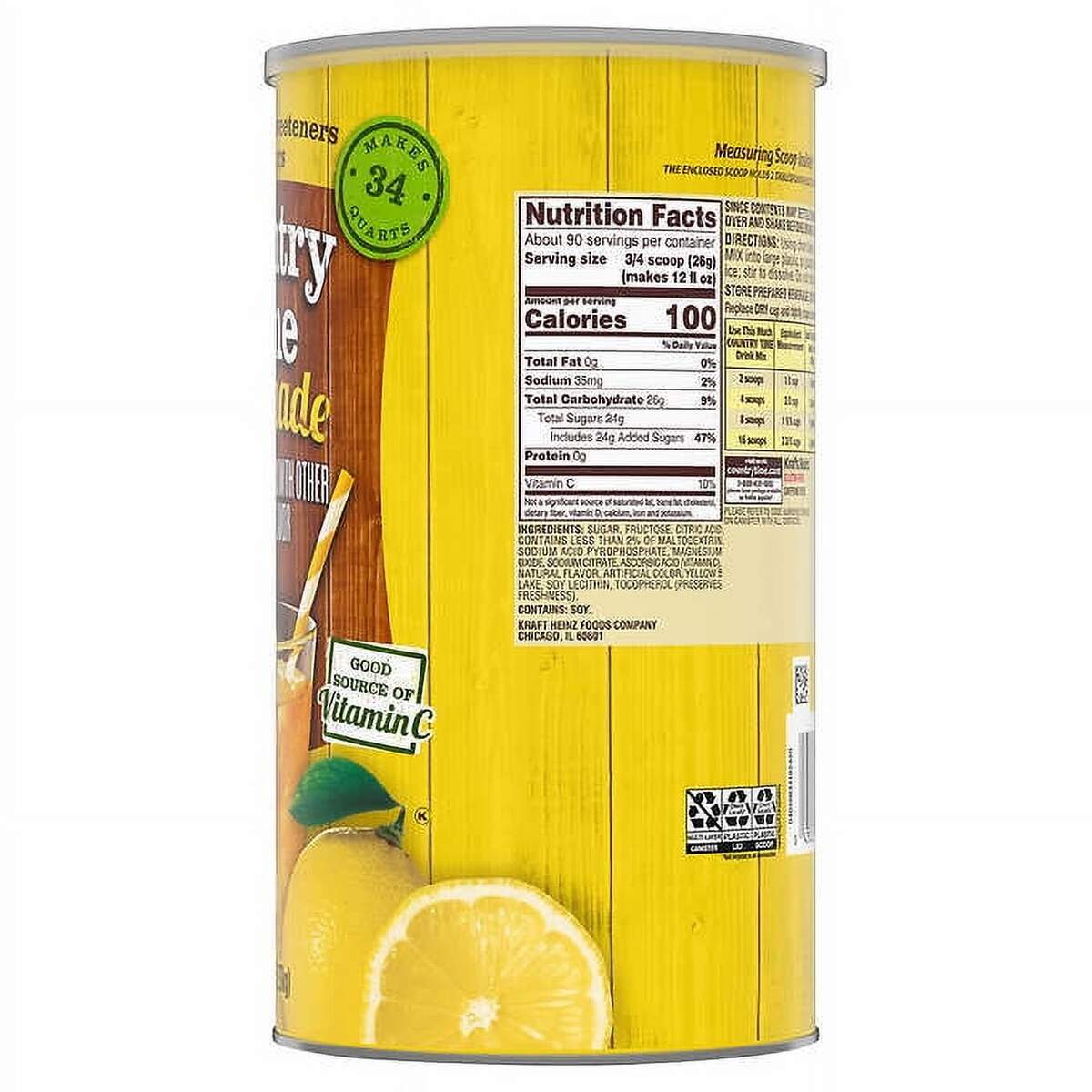 Country Time Lemonade Drink Mix 82 5 Oz Canister Kosher Vitamin C Rich Walmart