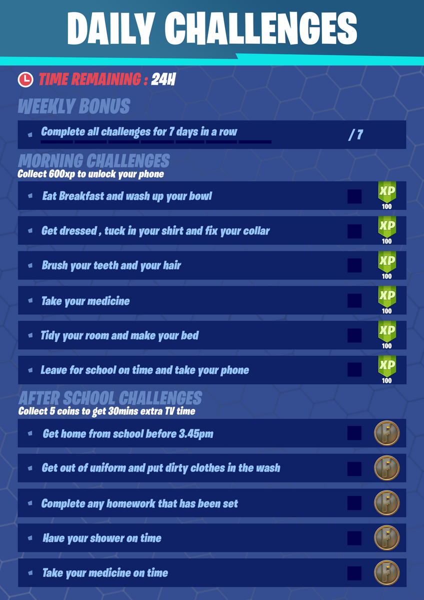 Created This Fortnite Inspired Reward Chart For My Son With ADHD R Daddit I Made A Chart With How Long Each Fortnite Season Was Hope You Like R FortNiteBR