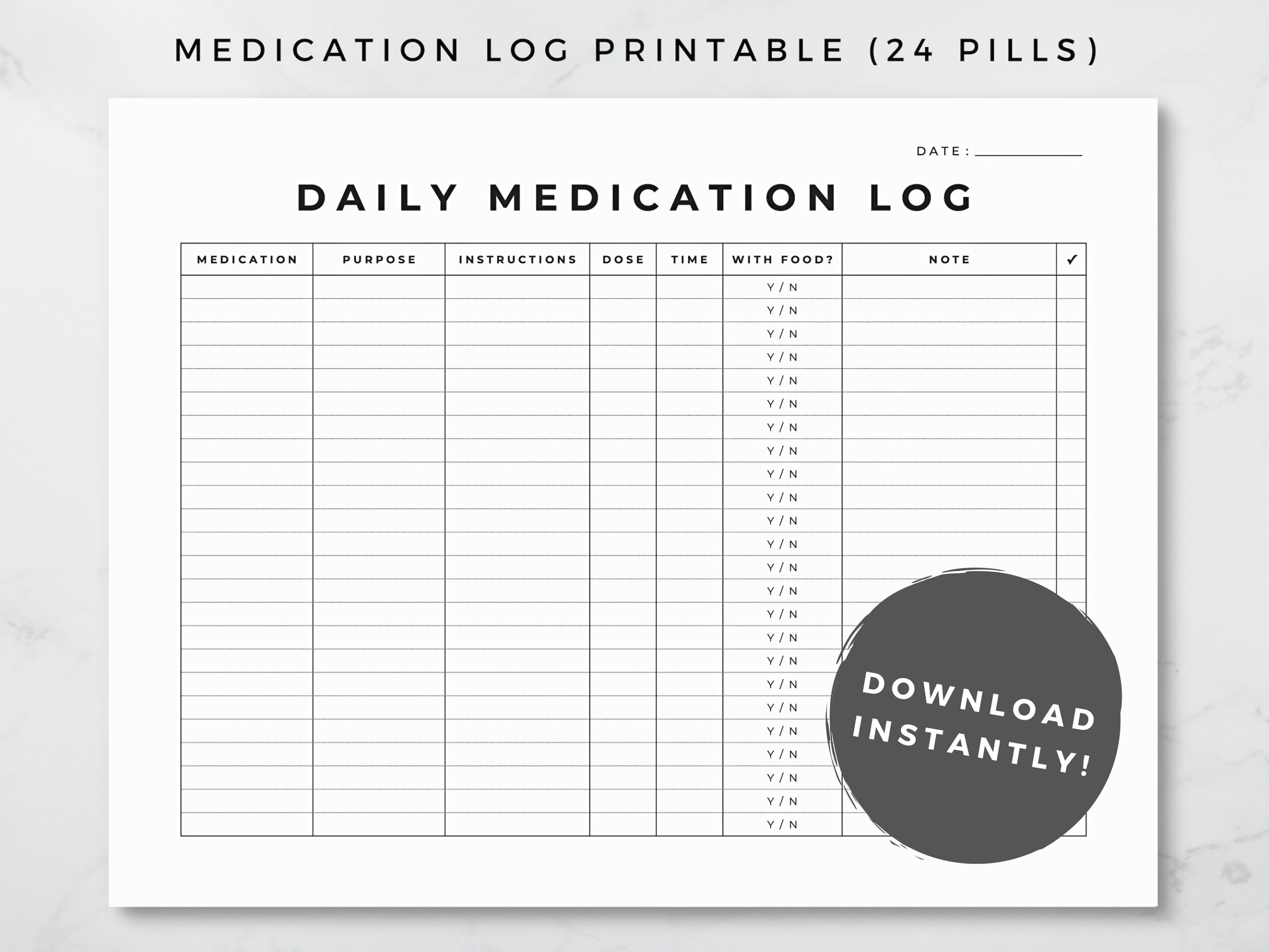 Daily Medication Log Printable Medication Tracker Printable Medication List Medicine Tracker Medication Checklist Pill Tracker 8 5x11 Etsy