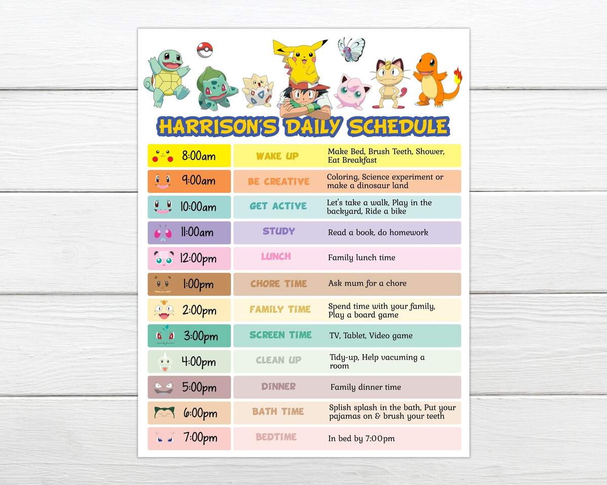Daily Routine Chart Kids Editable Daily Schedule Chart Instant Edit And Print Homeschooling Daily Schedule Chart Home School Routine Chart Etsy