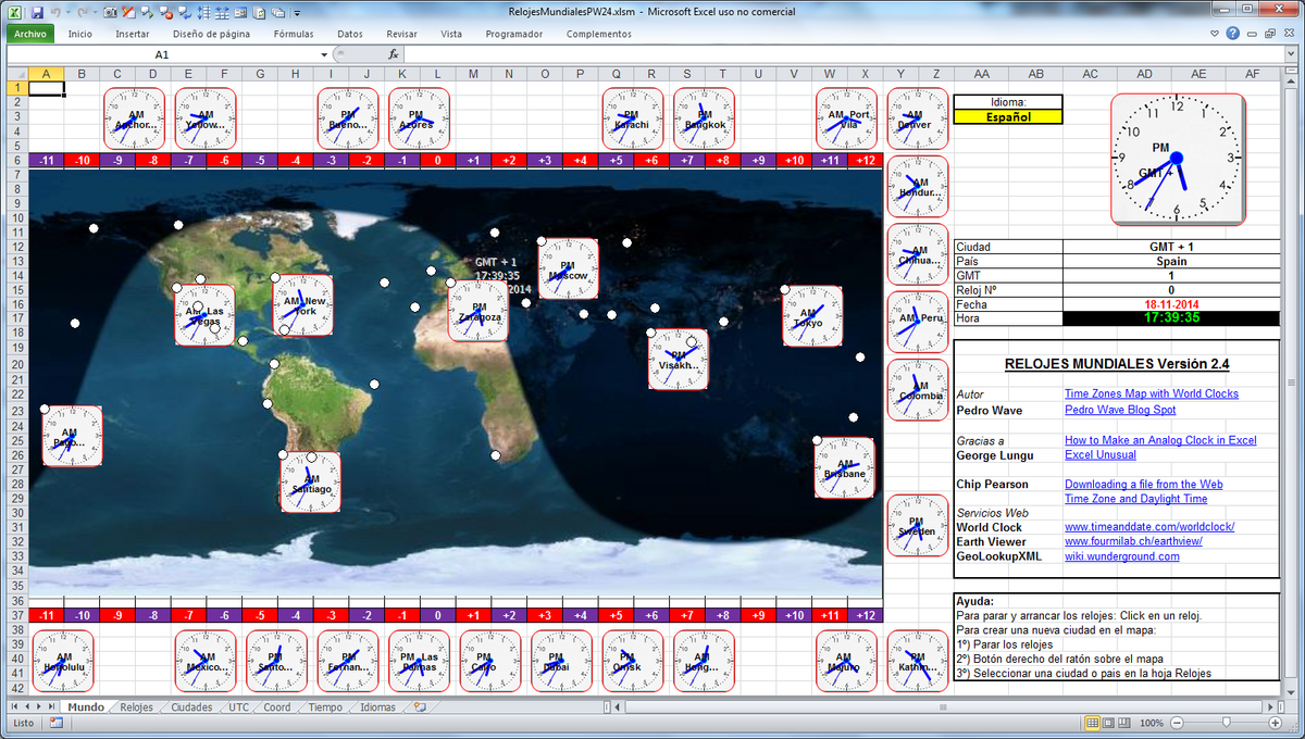ExcelPedroWave Geocoding The World Clock Map ExcelPedroWave Geocoding The World Clock Map
