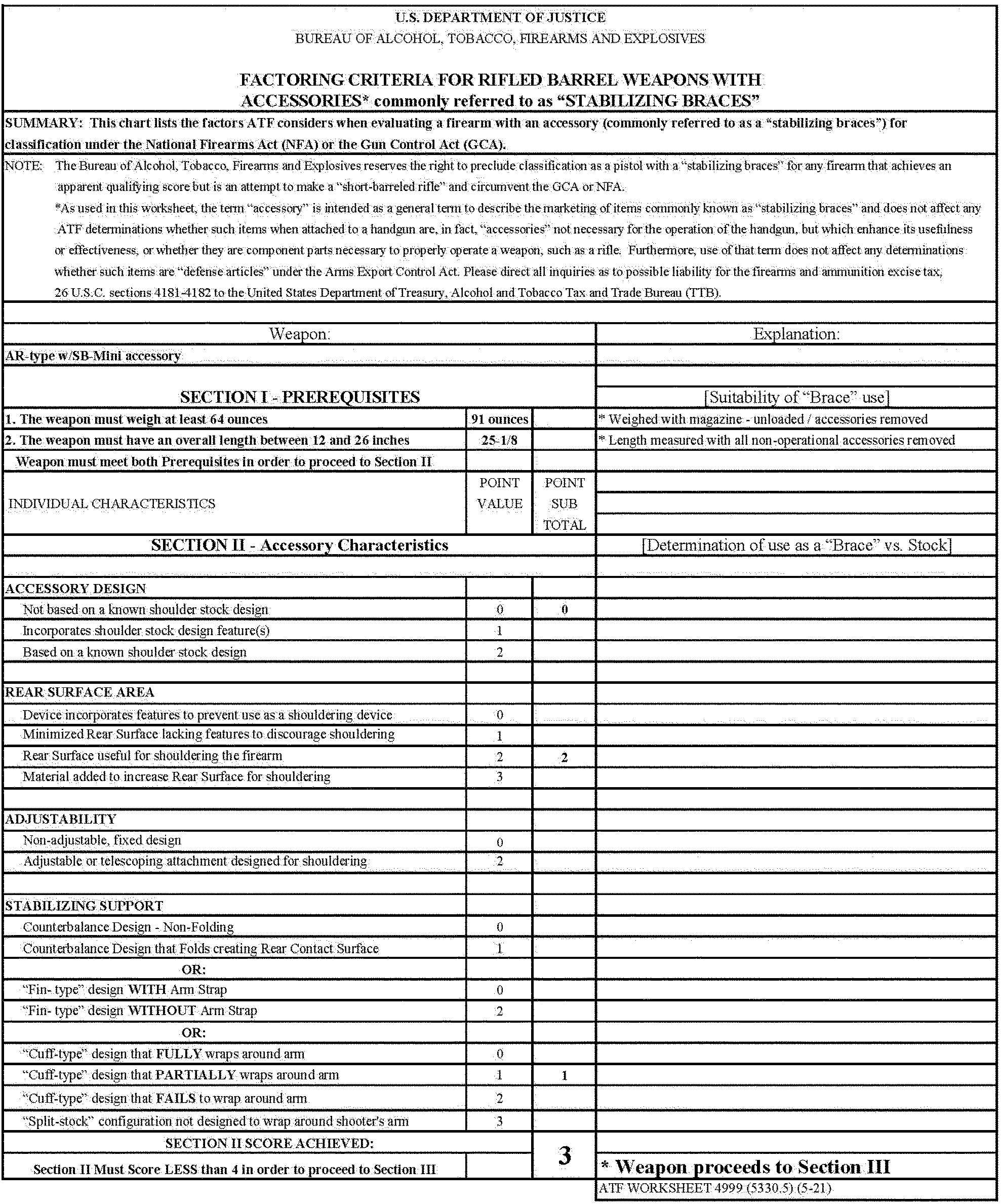 Federal Register Factoring Criteria For Firearms With Attached Stabilizing Braces
