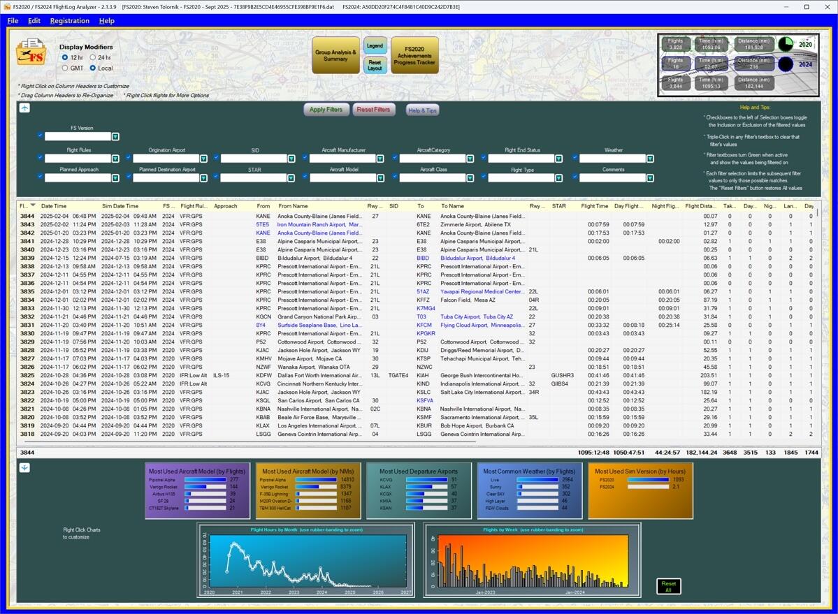 FlightLogAnalyzer Features Export Visualize Track FS2020 FS2024 Logs