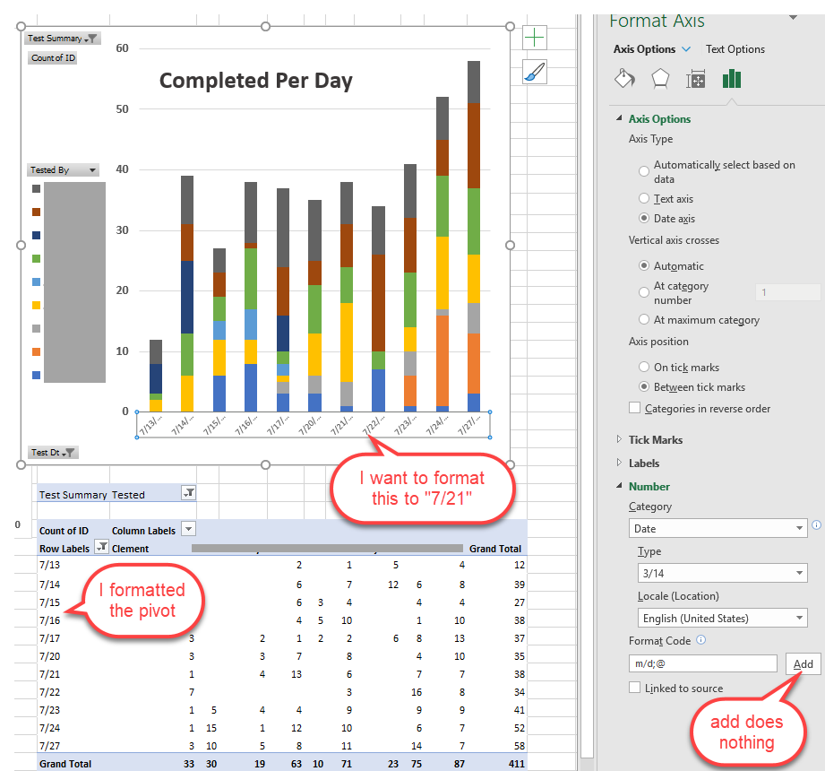 Formatting How To Format Excel Bar Chart Date Axis Tied To Pivot Super User