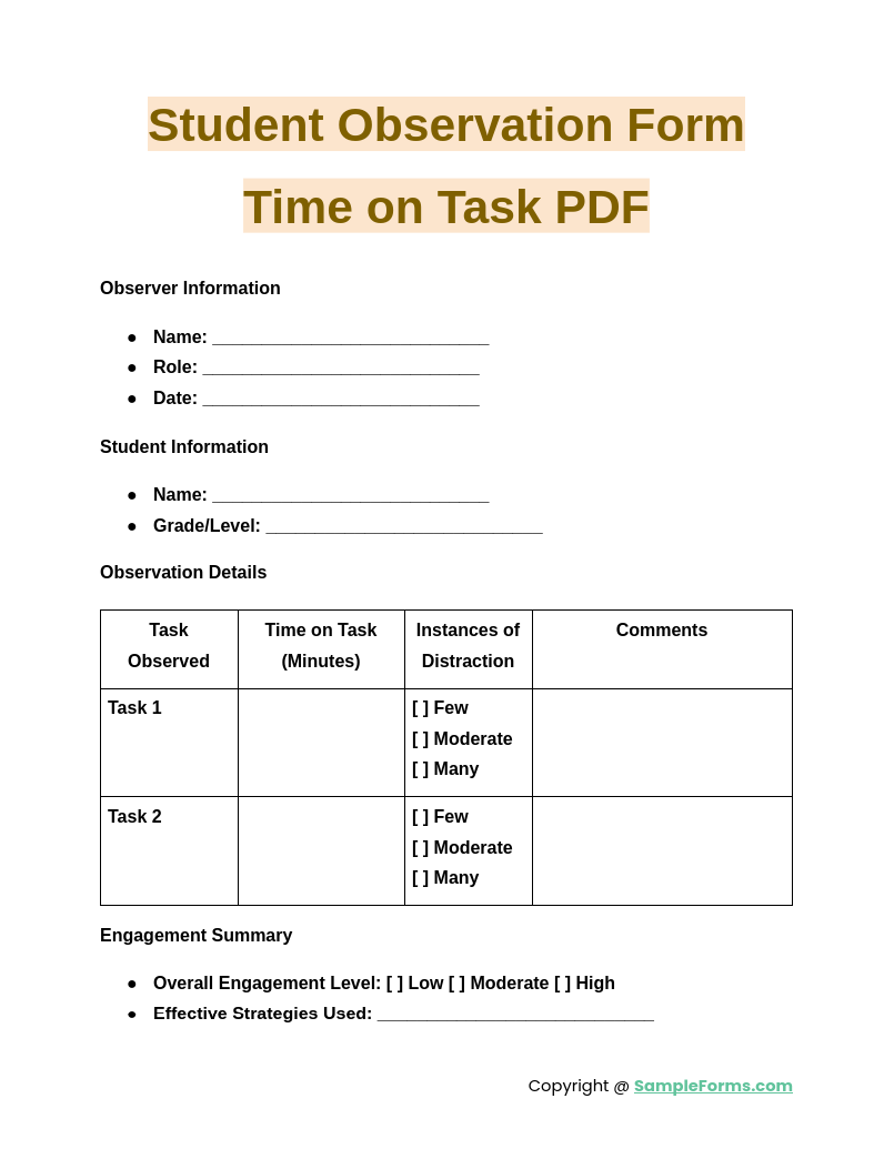 FREE 10 Student Observation Form Samples PDF MS Word Google Docs Excel FREE 10 Student Observation Form Samples PDF MS Word Google Docs Excel