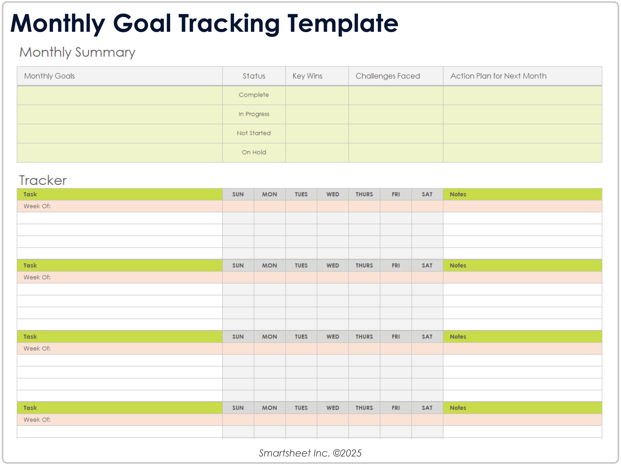 Free Goal Setting And Tracking Templates