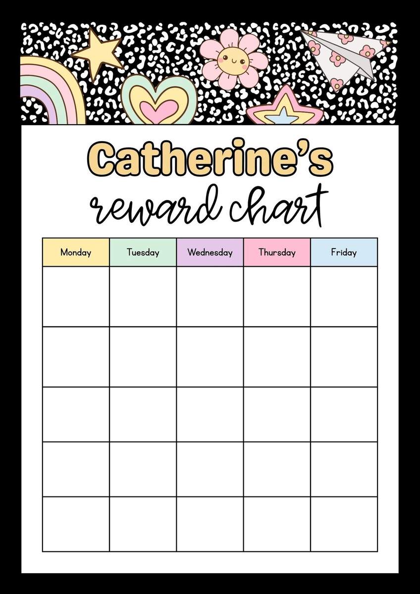 EDITABLE Rainbow Reward Chart Rainbow Chore Chart Behavior Chart Printable Digital Instant Download Template Etsy