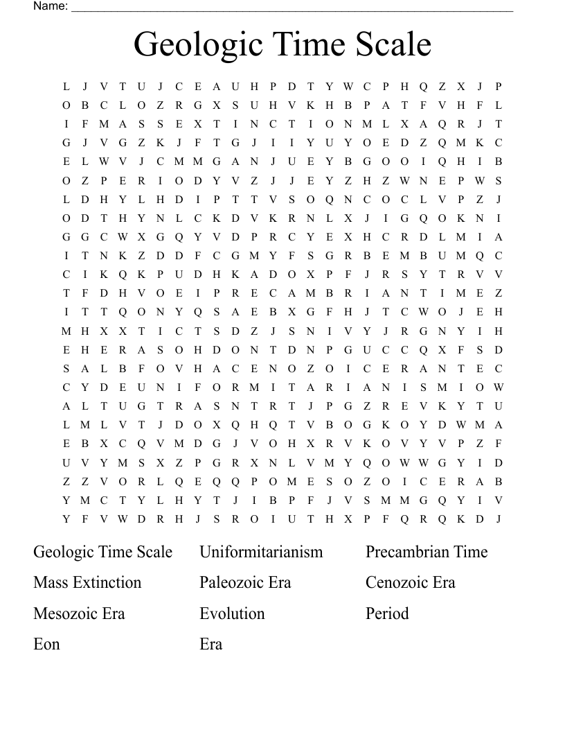 Geologic Time Scale Word Search WordMint Geologic Time Scale Word Search WordMint