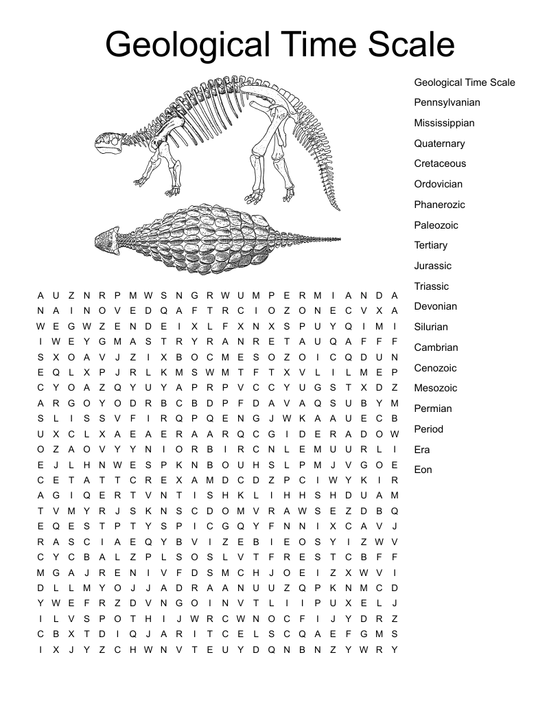 Geological Time Scale Word Search WordMint Geological Time Scale Word Search WordMint