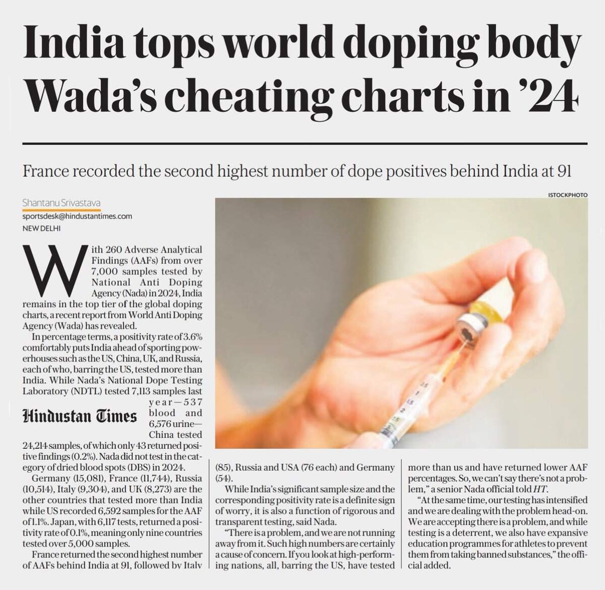 Here S One World Ranking We Should Not Be Proud Of India Was The No 1 Country For The Highest Positivity Of Doping Cases In The World Of Sport France Has The 2nd