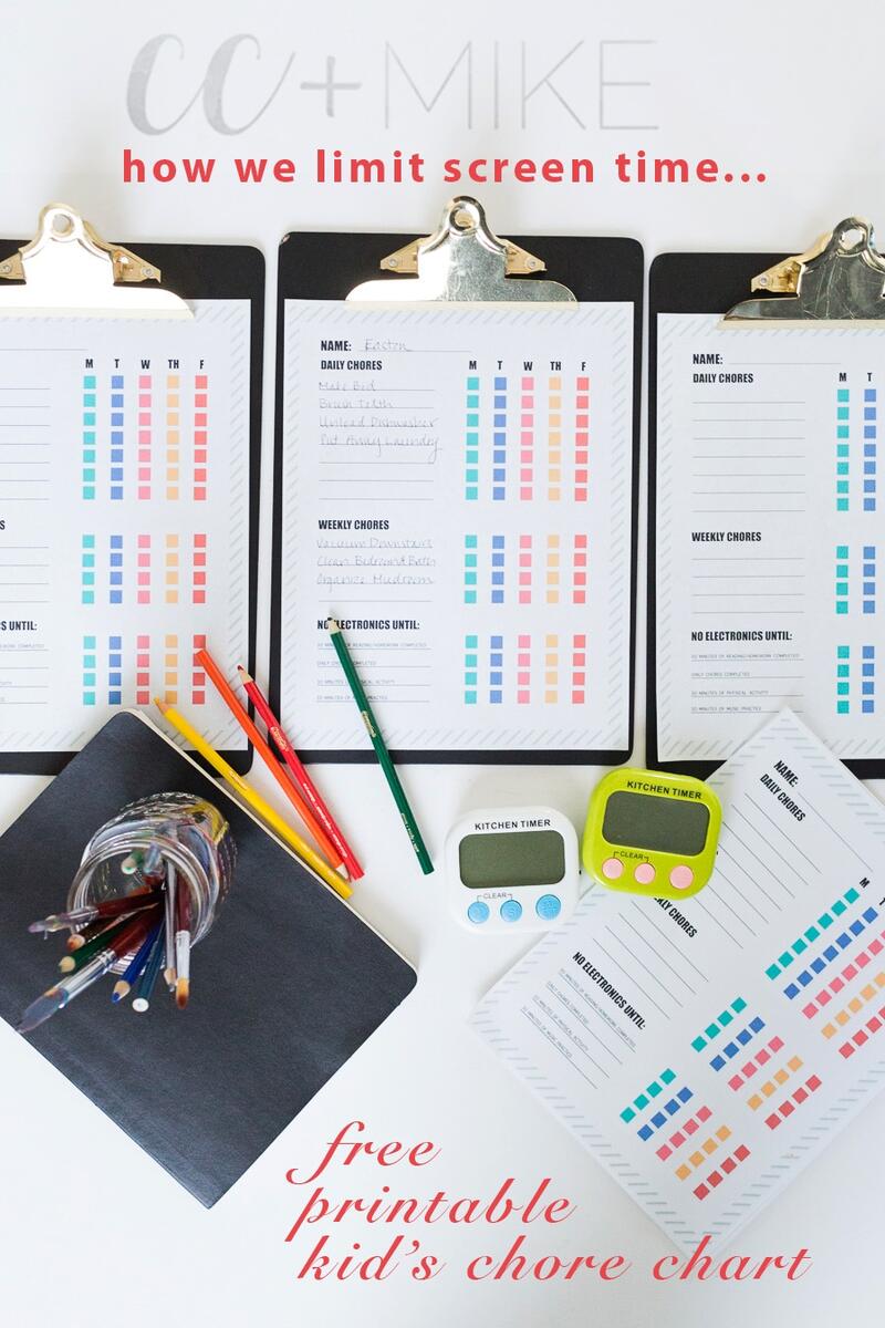How To Limit Screen Time For Kids And Free Printable Chore Charts