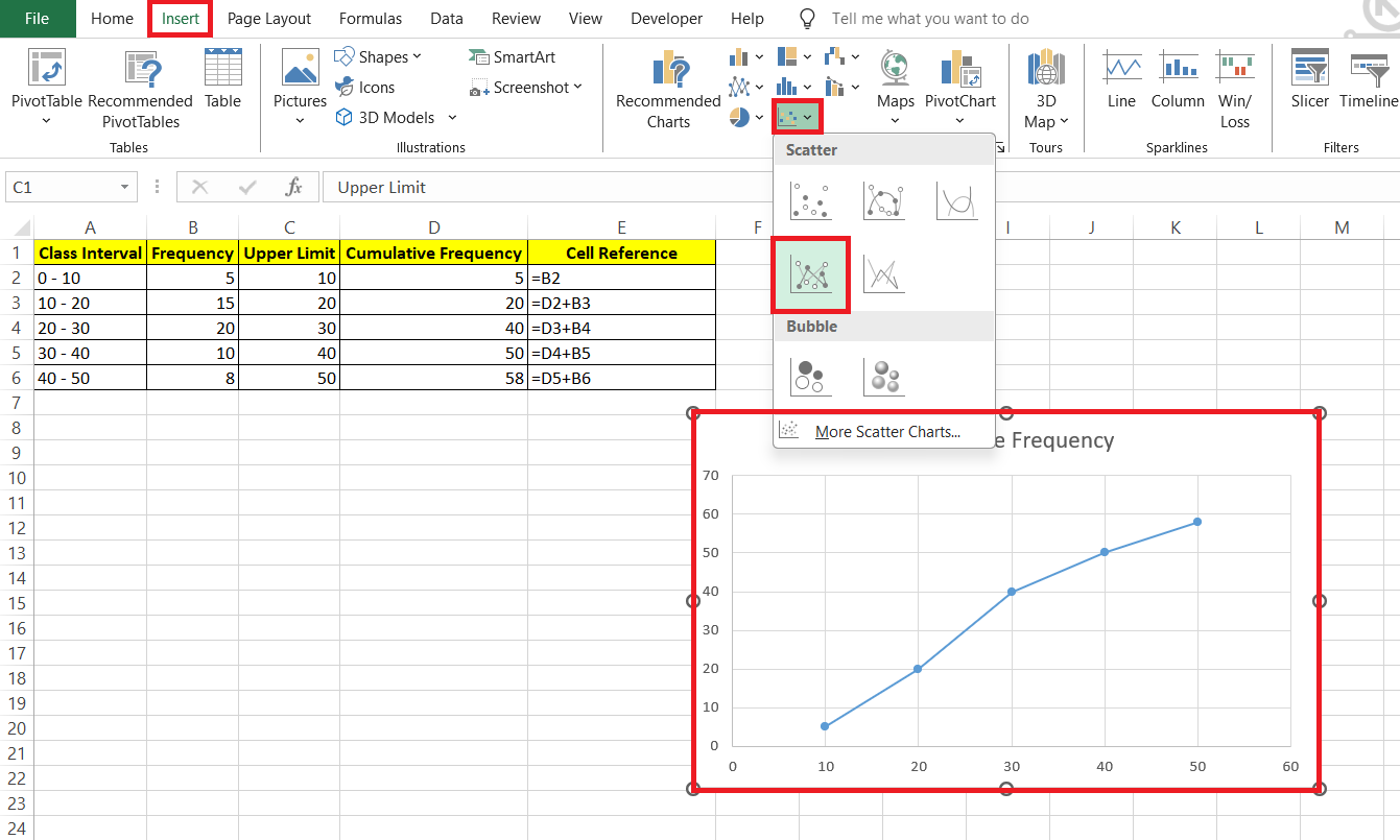How To Make Ogive Graph In Excel For Data Analysis Step By Step Guide MyExcelOnline How To Add Total Values To Stacked Bar Chart In Excel