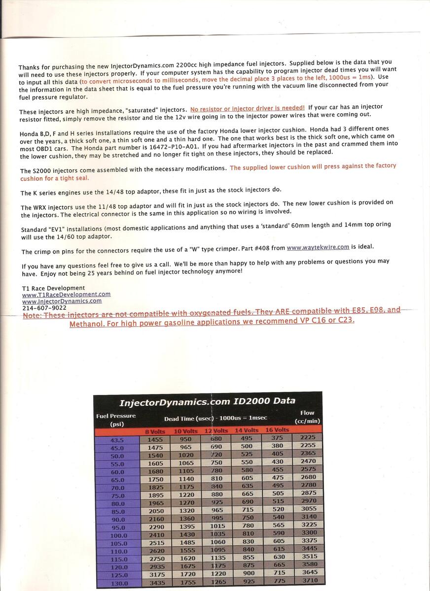 ID2000 Injector Instructions And Dead Times 2JZGARAGE