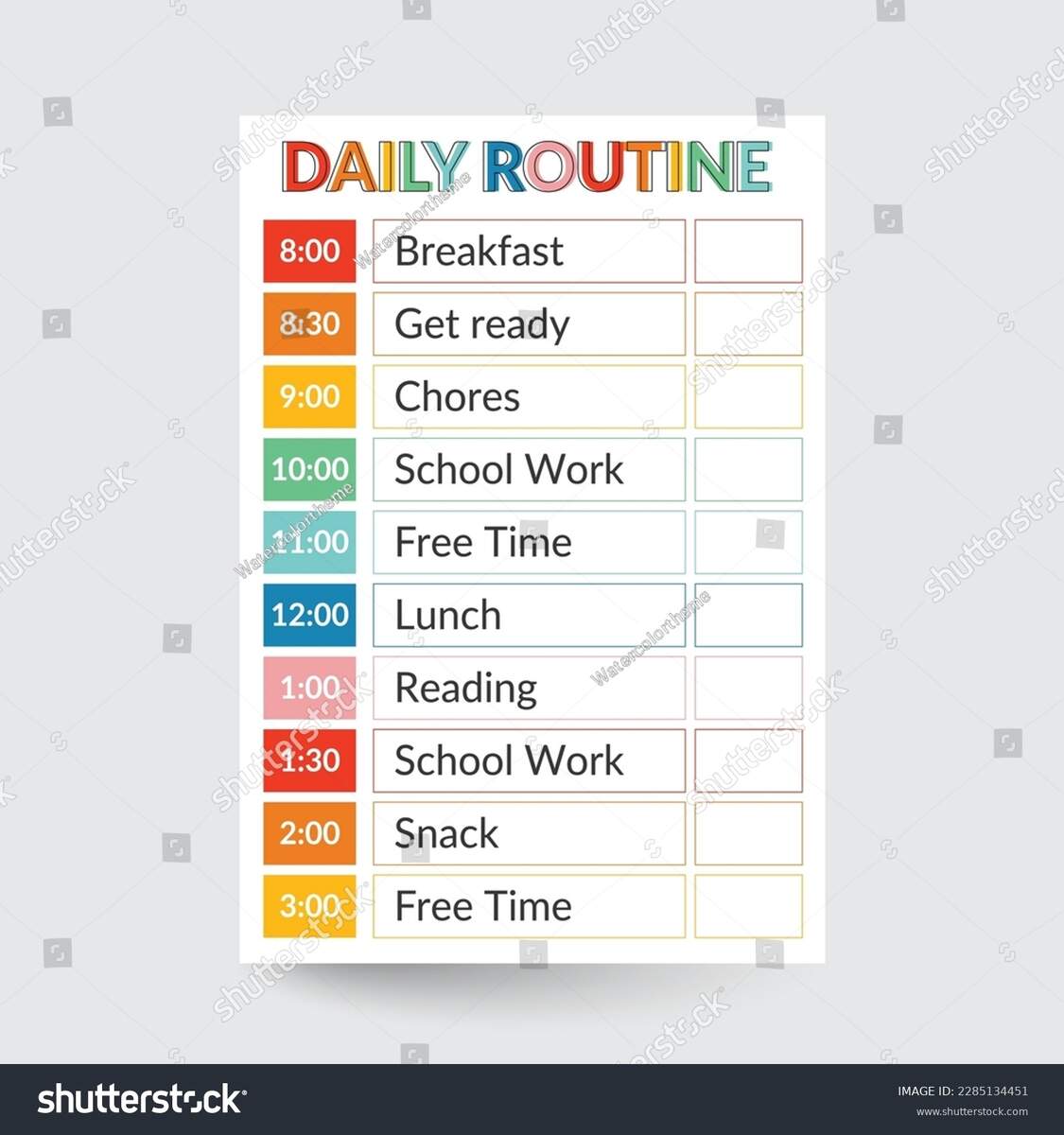 Kids Routine Chartdaily Routinemorning Routinekids Routine Stock Vector Royalty Free 2285134451 Shutterstock