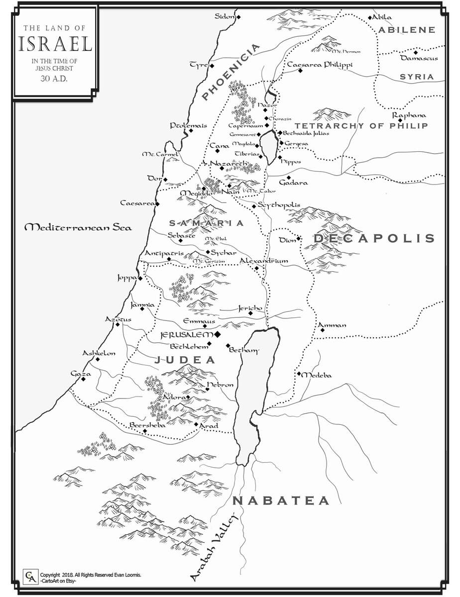 Map Of Israel In The Time Of Christ Etsy