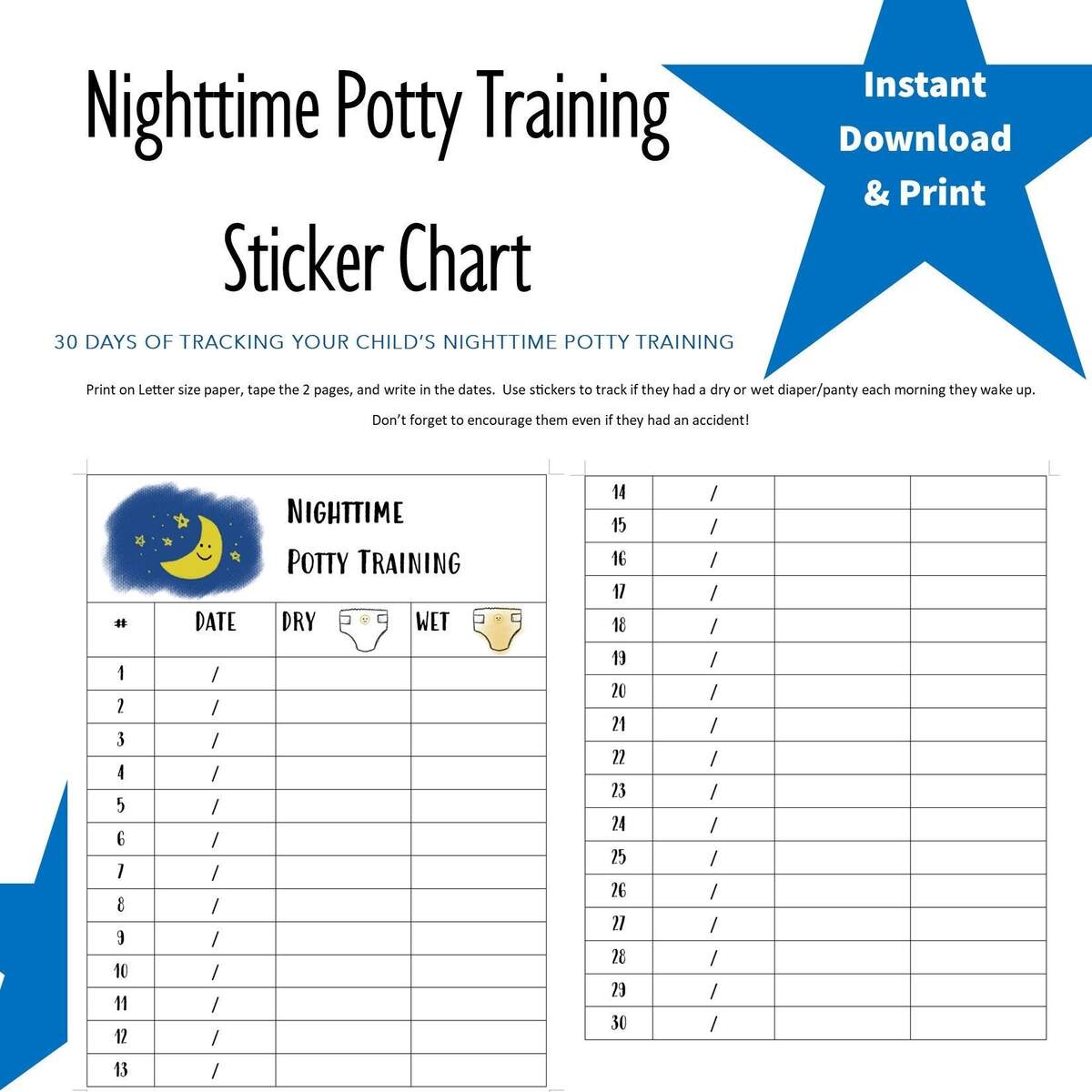 Nighttime Potty Training Chart Etsy