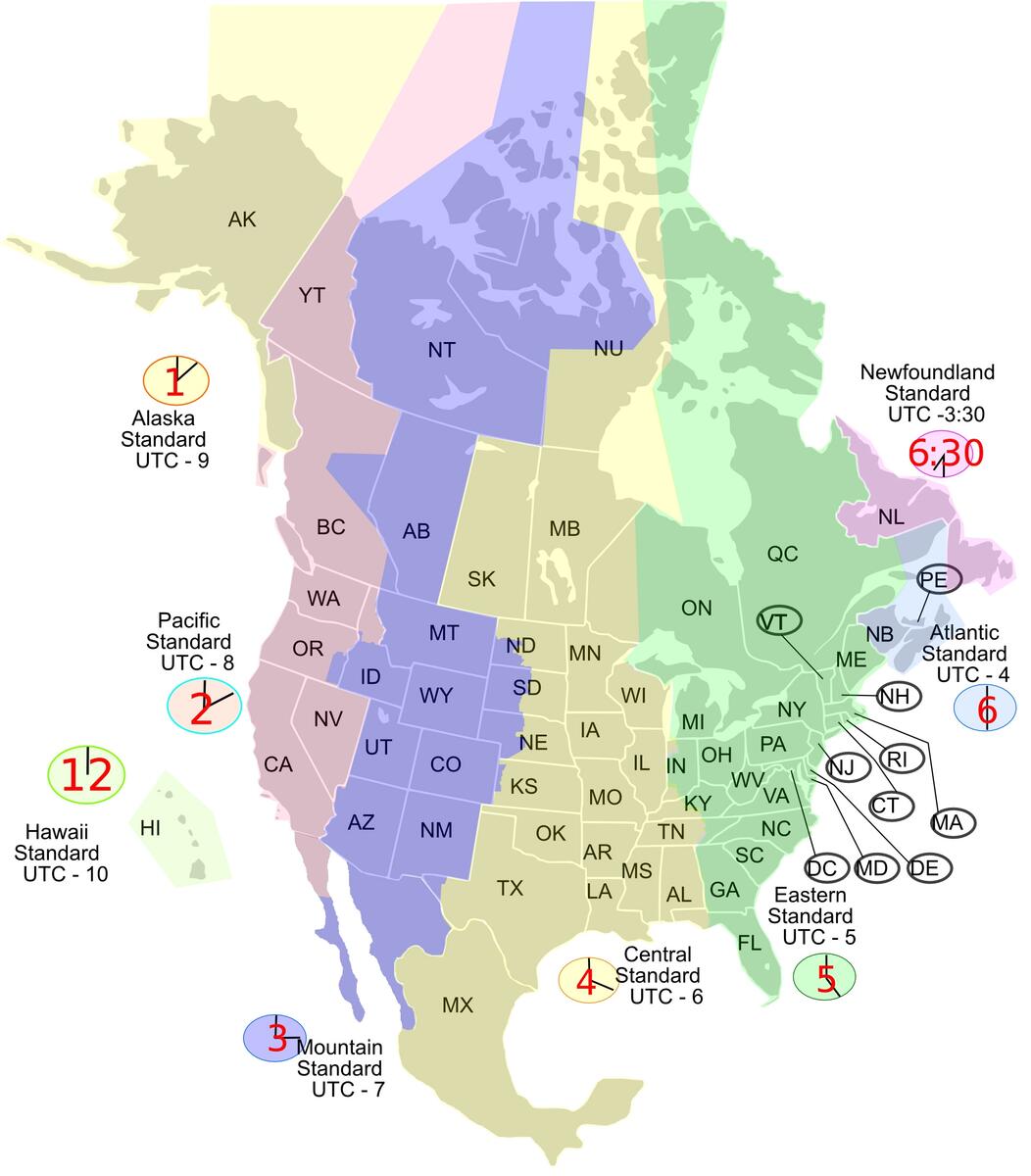 North America Time Zone Map GIS Geography