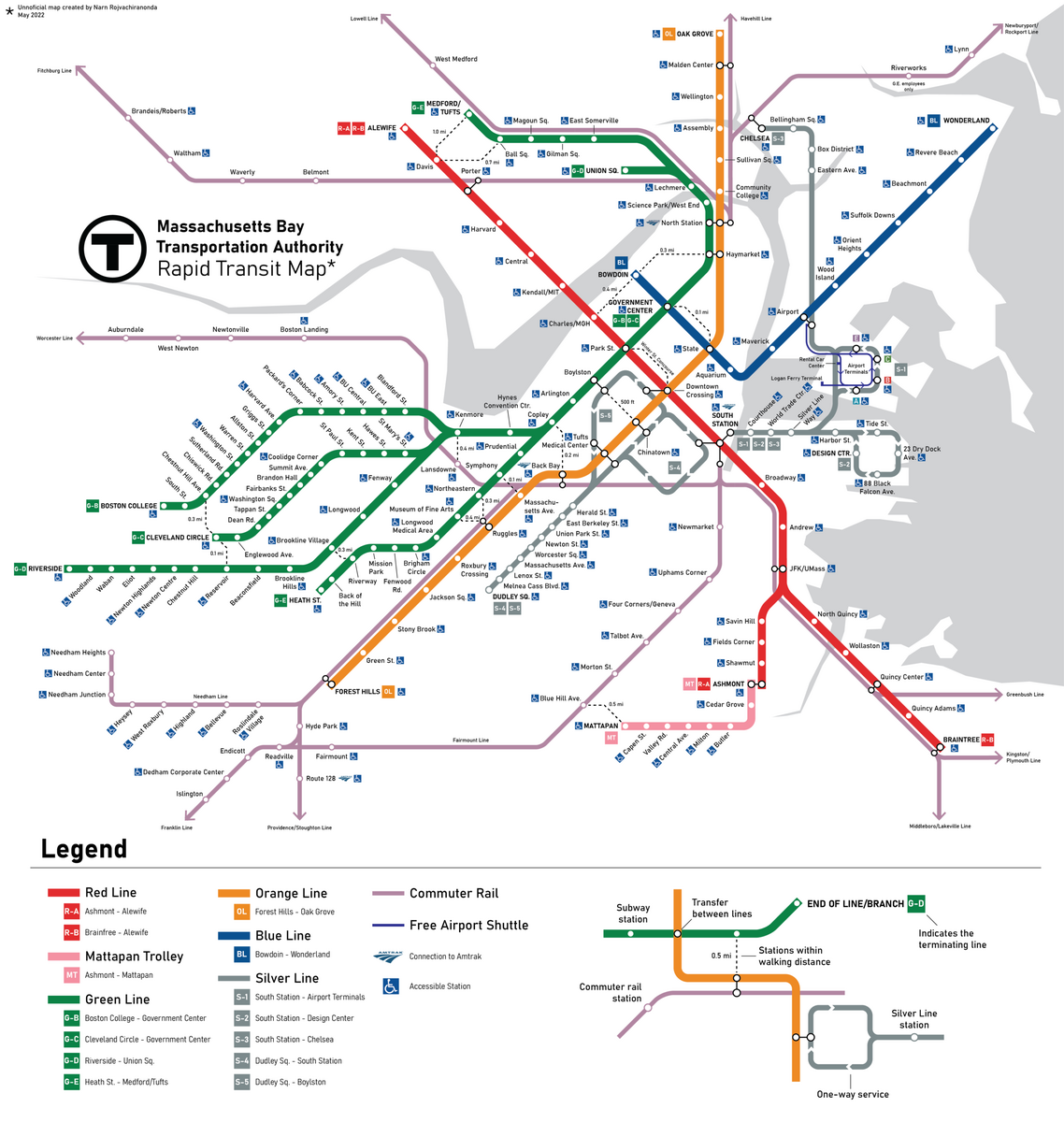 OC Back Again With Yet Another Boston Subway Map This Time For My High School Senior Project Details In The Comments R TransitDiagrams