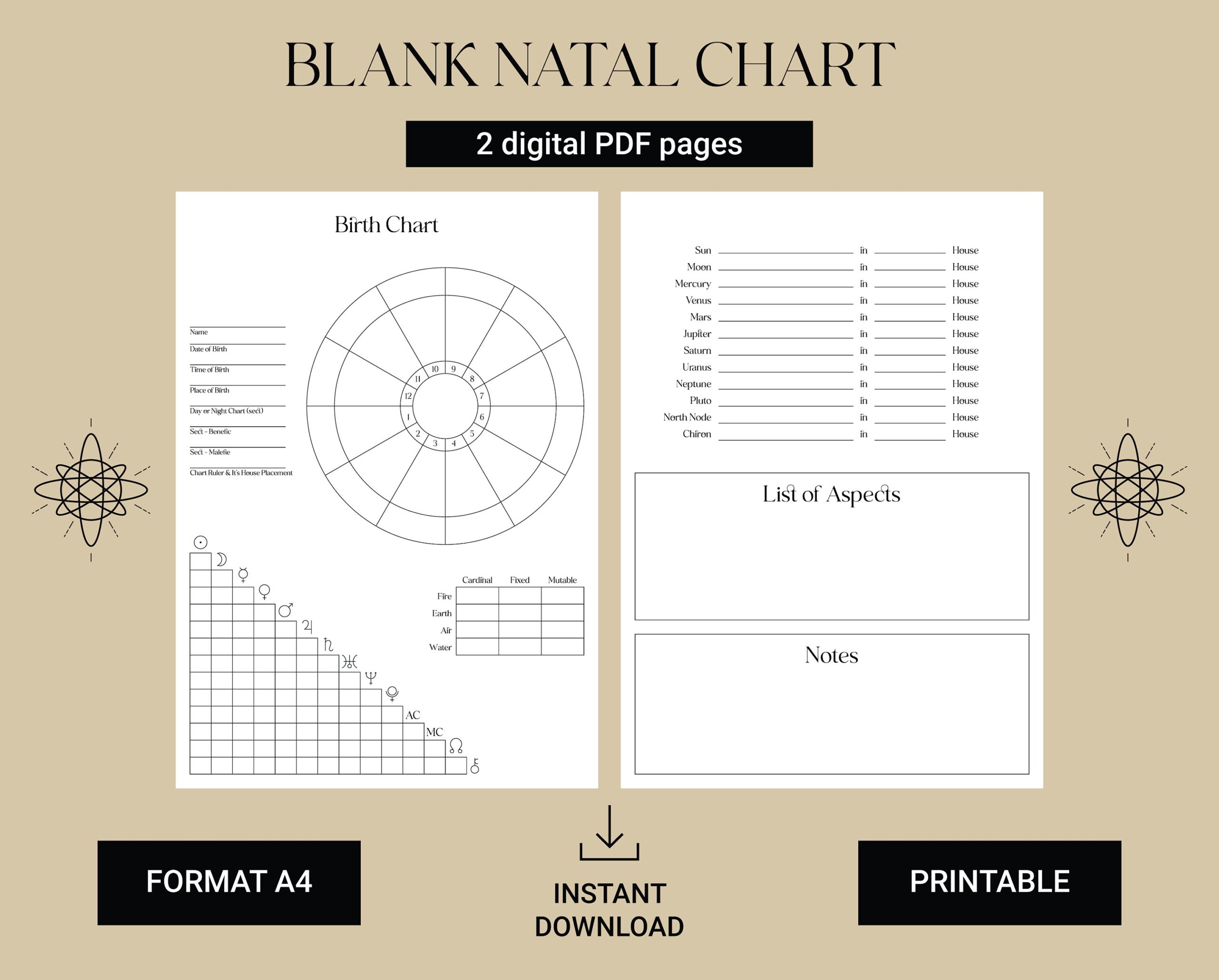 Printable Blank Natal Chart Template Birth Chart Astrology Birth Chart Printable Astrology Reading Template Horoscope Data Sheet PDF Etsy ASTROGRAPH TimePassages Compatibility Report Add On