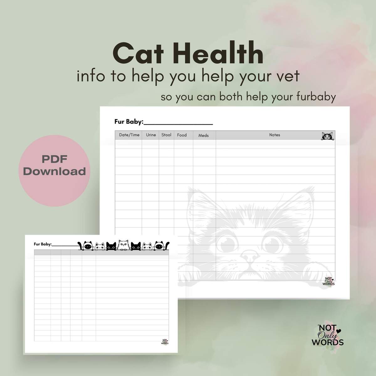 Printable Cat Medication Tracker Etsy