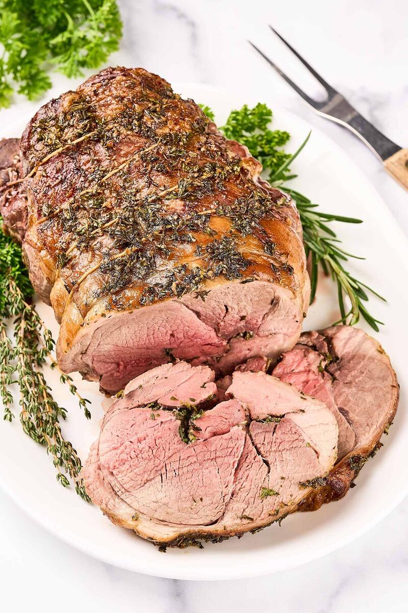 Roasted Boneless Leg Of Lamb Garlic And Herb Rubbed
