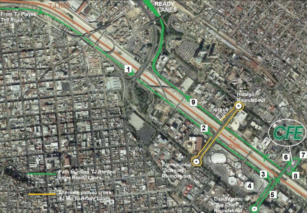San Ysidro Ready Lane Map EXPAT In BAJA Mexico San Ysidro Ready Lane Map EXPAT In BAJA Mexico
