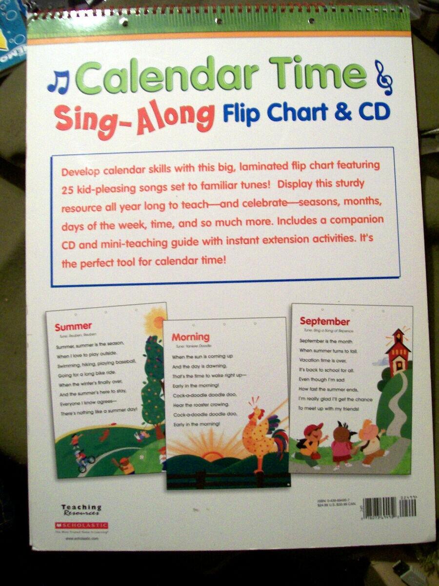 Scholastic Calendar Time Sing Along Flip Chart NO CD Grades PreK 1 EBay