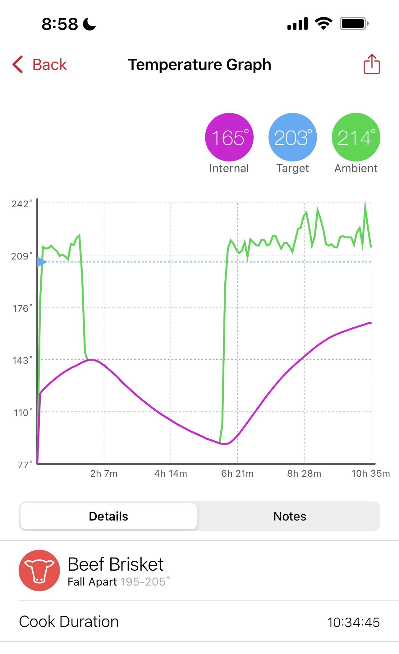 Smoker Turned Off For 4 Hours Over Night Is Brisket Safe Meater Graph Below R Smoking