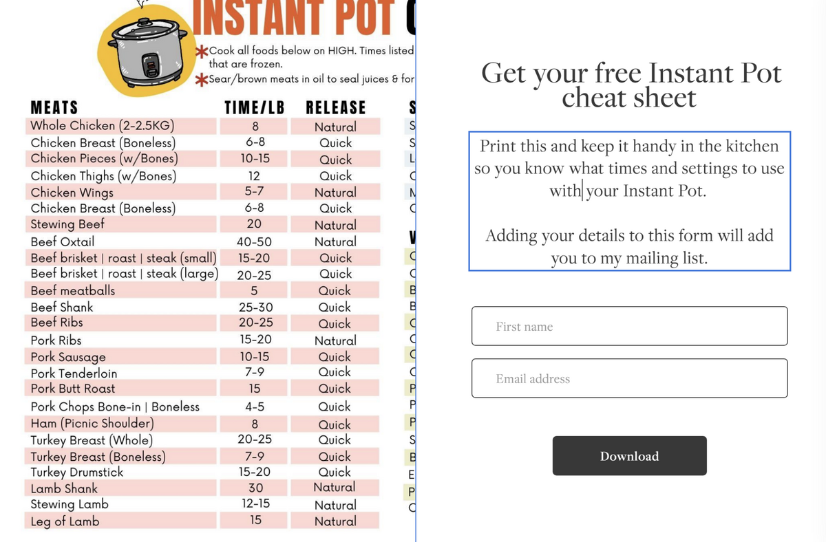 The Ultimate Instant Pot Cheat Sheet Free PDF We Made This Life