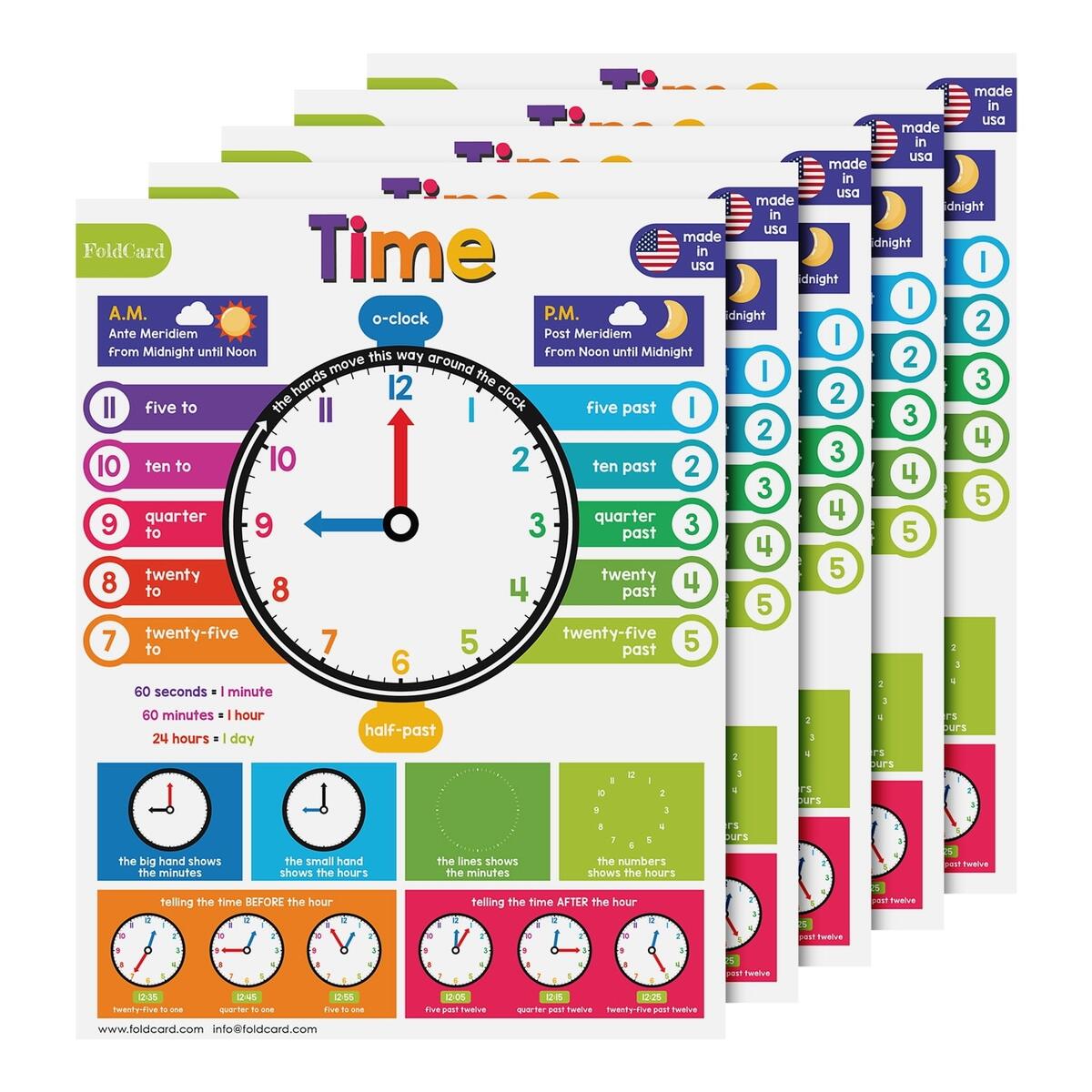 Time Chart For Preschool To Grade 1 Kids Learn How To Tell The Time Colorful Educational Visual Learning Aid Poster For Classroom Or Home Glossy Durable Cardstock Time Chart For Preschool To Grade 1 Kids Learn How To Tell The Time Colorful Educational Visual Learning Aid Poster For Classroom Or Home Glossy Durable Cardstock