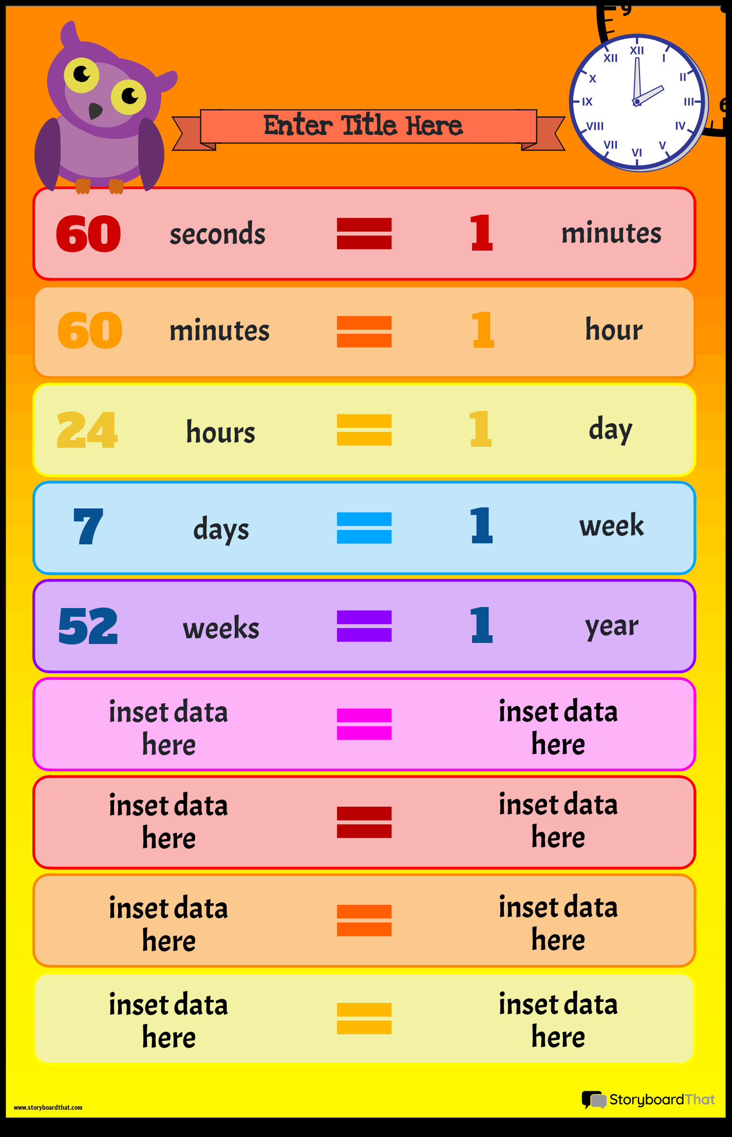 Time Conversion Posters Free Templates From Storyboard That Units Of Time Chart CD 115118 Carson Dellosa Education Math