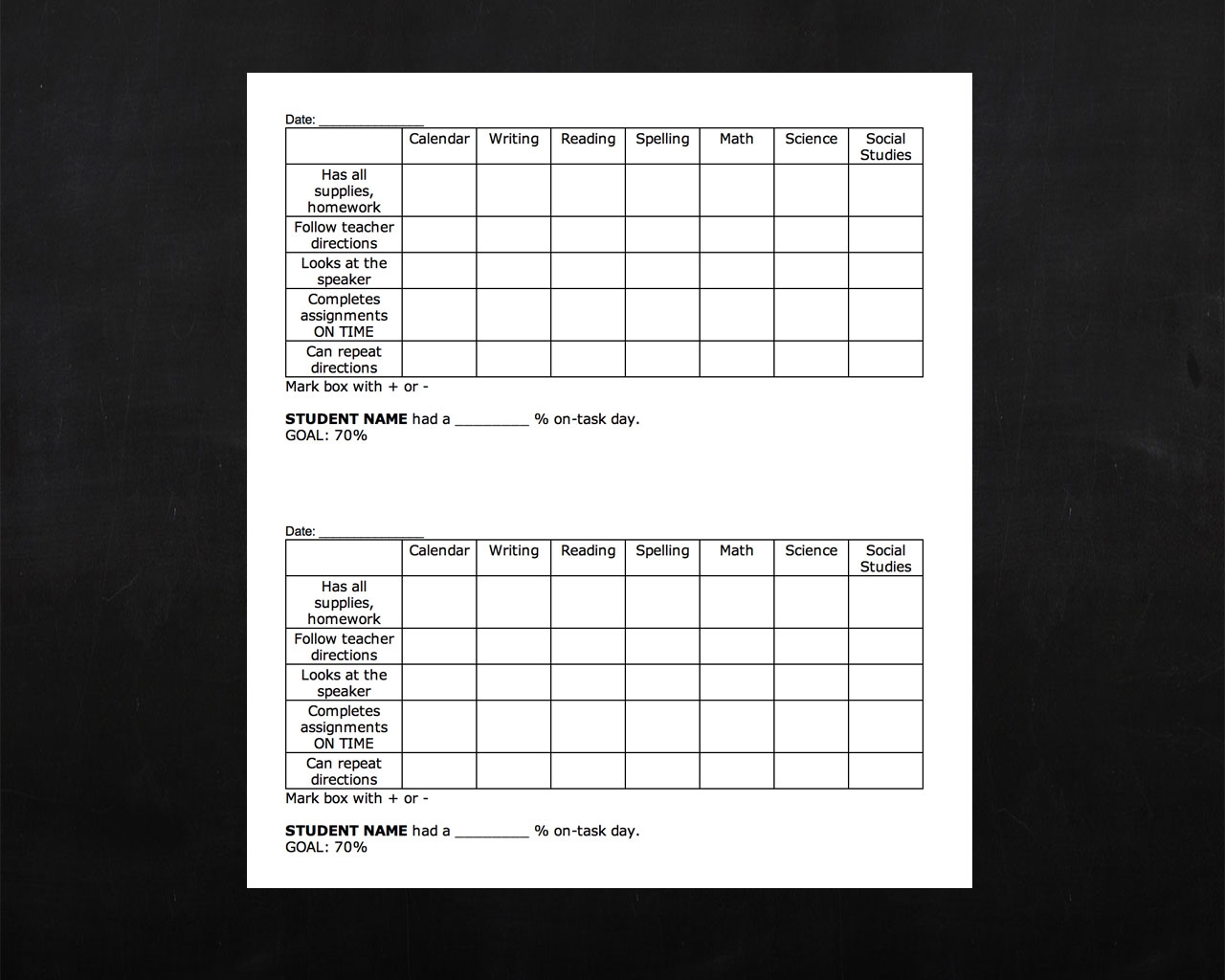 Time On Task Behavior Chart Christina Mulvey Teaching Materials Time On Task Behavior Chart Christina Mulvey Teaching Materials