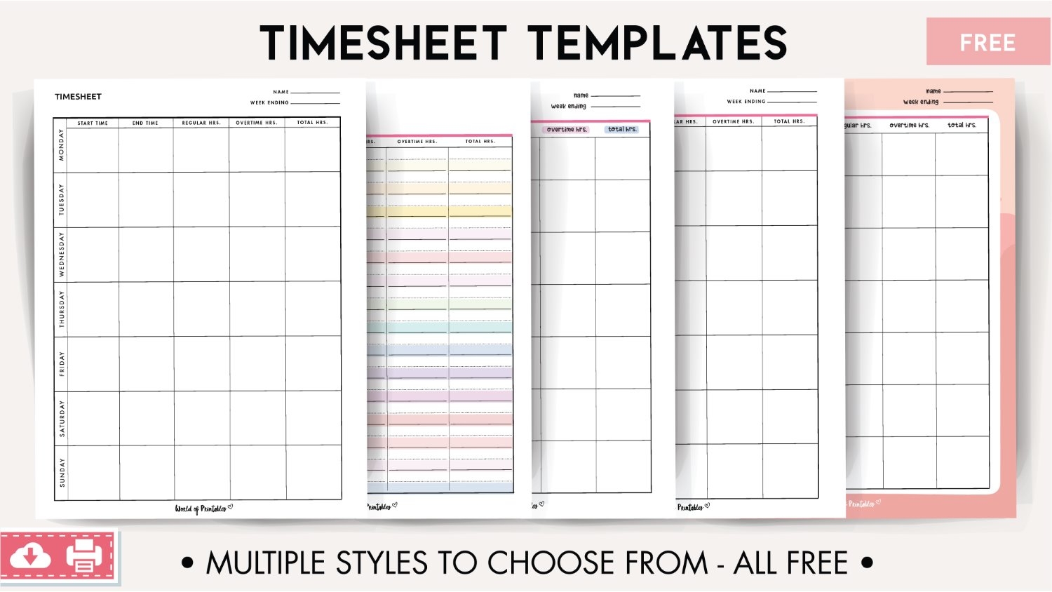 Timesheet Templates World Of Printables Free Monthly Weekly Timesheet Templates Spica