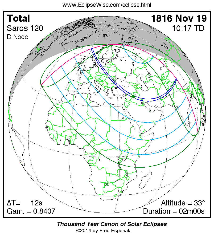 Total Solar Eclipse Of 1816 Nov 19 Total Solar Eclipse Of 1816 Nov 19