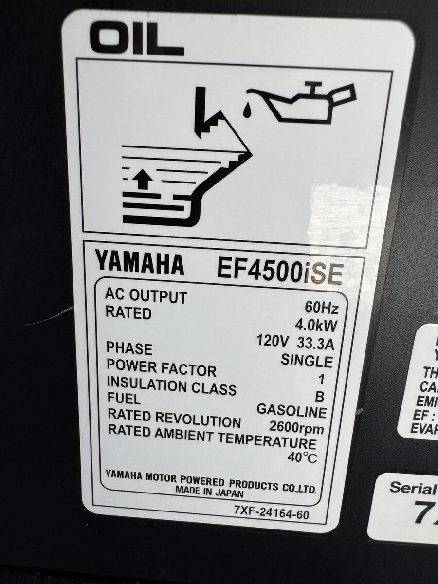 Yamaha EF4500iSE Generator Yamaha EF4500iSE Generator